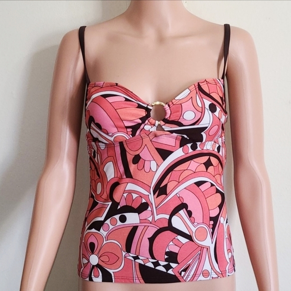 Speedo Tankini Swimsuit Top Sz 8 Multicolored ‎ Tea - Picture 1 of 9